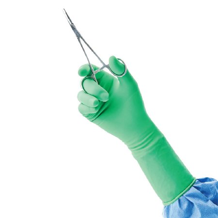 Picture of Surgical Glove PremierPro™ Size 7.5 Sterile Pair Polyisoprene Extended Cuff Length Smooth Green Not Chemo Approved43275