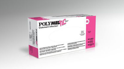 Picture of Exam Glove Polymed® TLC Medium NonSterile Latex Standard Cuff Length Fully Textured White Not Chemo Approved10120102
