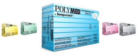Picture of Exam Glove Polymed® X-Small NonSterile Latex Standard Cuff Length Fully Textured Ivory Not Chemo ApprovedPM101