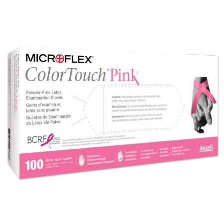 Picture of Exam Glove ColorTouch® Pink Small NonSterile Latex Standard Cuff Length Fully Textured Pink Not Chemo ApprovedCTP-233-S