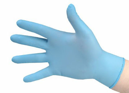 Picture of Exam Glove TidiShield® Medium NonSterile Latex Extended Cuff Length Fully Textured Blue Chemo Tested932480-1
