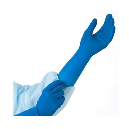 Picture of Exam Glove TidiShield® X-Large NonSterile Latex Extended Cuff Length Fully Textured Blue Chemo Tested932486-1