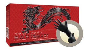 Picture of Exam Glove Black Dragon® Large NonSterile Latex Standard Cuff Length Fully Textured Black Not Chemo ApprovedBD-1003-PF