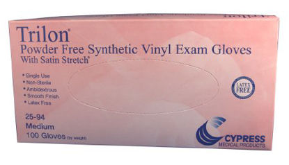 Picture of Exam Glove Trilon® Small NonSterile Vinyl Standard Cuff Length Smooth Clear Not Chemo Approved WITH PROP. 65 WARNING25-92