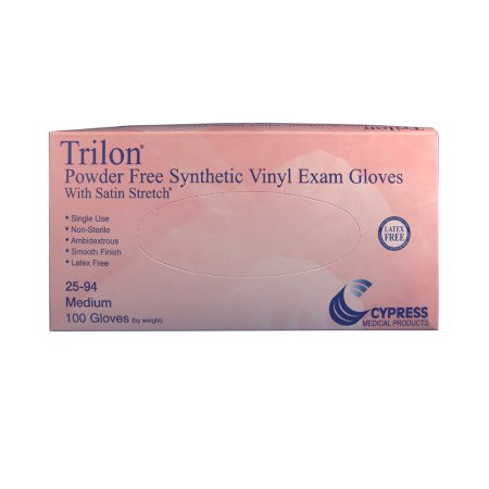 Picture of Exam Glove Trilon® X-Large NonSterile Vinyl Standard Cuff Length Smooth Clear Not Chemo Approved WITH PROP. 65 WARNING25-98