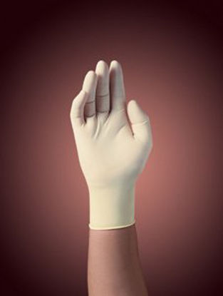 Picture of Exam Glove Kimberly-Clark® PFE™ Small NonSterile Latex Standard Cuff Length Fully Textured Natural Not Chemo Approved57220