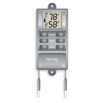 Picture of Digital Thermometer Fahrenheit / Celsius -20° to +120°F (-29° to +50°C) 2 External Probes Wall Mount Battery Operated3NE56