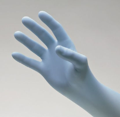 Picture of Exam Glove NitriDerm® Ultra Blue 2X-Large NonSterile Nitrile Standard Cuff Length Fully Textured Light Blue Chemo Tested157400