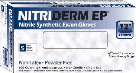 Picture of Exam Glove NitriDerm® EP X-Large NonSterile Nitrile Extended Cuff Length Fully Textured Blue Chemo Tested182350
