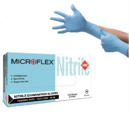 Picture of Exam Glove MICROFLEX® N85 Small NonSterile Nitrile Standard Cuff Length Fully Textured Light Blue Not Chemo ApprovedN851