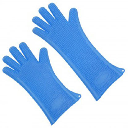Picture of Heat Resistant Glove Silicone Heat Glove One Size Fits Most Silicone Blue 13.7 Inch Straight Cuff NonSterile09368