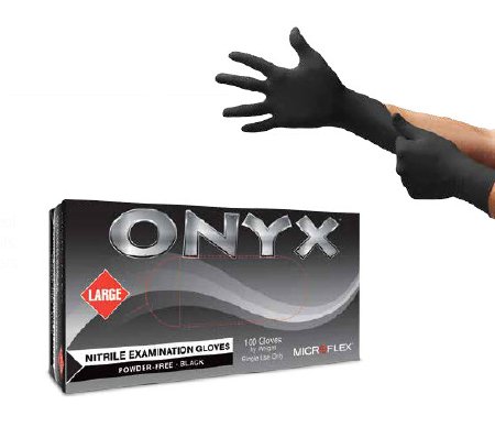 Picture of Exam Glove High Five® Onyx® Large NonSterile Nitrile Standard Cuff Length Textured Fingertips Black Not Chemo ApprovedN643