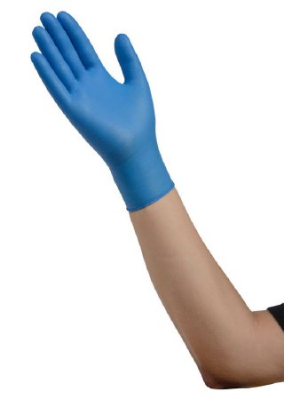Picture of Exam Glove ESTEEM™ Tru-Blu™ Stretchy Nitrile Large NonSterile Nitrile Standard Cuff Length Micro-Textured Blue Chemo Tested8898NB