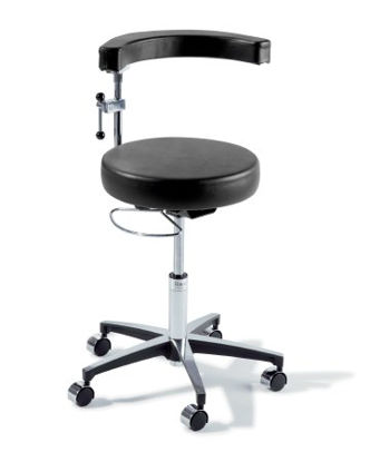 Picture of Air Lift Surgeon Stool Ritter® 279 Classic Series Backrest Air Lift, Pneumatic Height Adjustment, Hand Controlled, 8 Inch Hand Ring 5 Casters Shaded Garden279-001-853