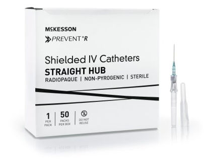 Picture of Peripheral IV Catheter McKesson Prevent® R 22 Gauge 1 Inch Button Retracting Safety Needle380223