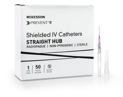 Picture of Peripheral IV Catheter McKesson Prevent® R 20 Gauge 1 Inch Button Retracting Safety Needle380233