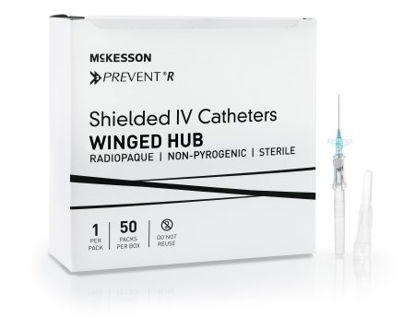 Picture of Peripheral IV Catheter McKesson Prevent® R 22 Gauge 1 Inch Button Retracting Safety Needle380323