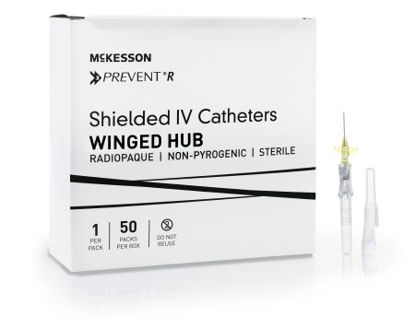 Picture of Peripheral IV Catheter McKesson Prevent® R 24 Gauge 0.75 Inch Button Retracting Safety Needle380312