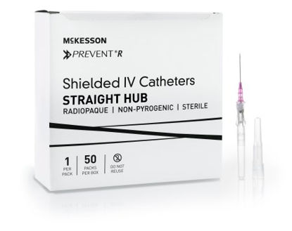 Picture of Peripheral IV Catheter McKesson Prevent® R 20 Gauge 1.16 Inch Button Retracting Safety Needle380234