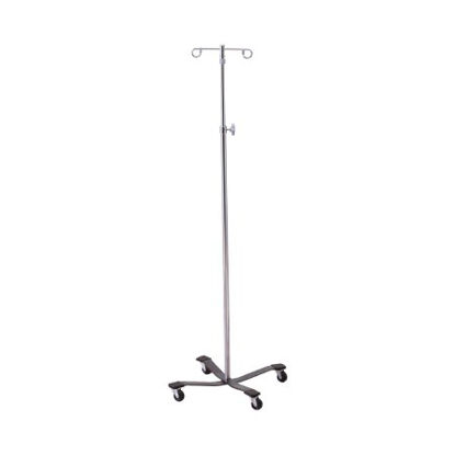 Picture of IV Stand Floor Stand McKesson 2-Hook 4-Leg, Rubber Wheel, Ball-Bearing Casters, 22 Inch Epoxy-Coated Steel Base81-43403