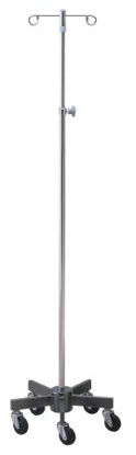 Picture of Infusion Pump Stand Floor Stand McKesson 2-Hook 5-Leg, 3 Inch Rubber Wheel, Ball-Bearing Casters, 16 Inch Diameter Epoxy-Coated Steel Base81-43416