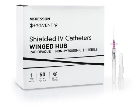 Picture of Peripheral IV Catheter McKesson Prevent® R 20 Gauge 1.16 Inch Button Retracting Safety Needle380334