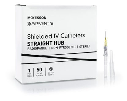 Picture of Peripheral IV Catheter McKesson Prevent® R 24 Gauge 0.5 Inch Button Retracting Safety Needle380211