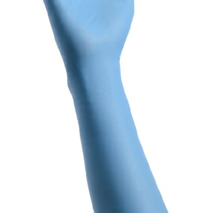Picture of Exam Glove Cardinal Health™ Decontamination Small NonSterile Nitrile Extended Cuff Length Fully Textured Blue Chemo Tested88NDS
