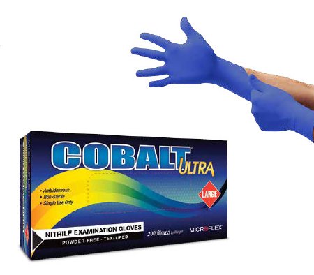 Picture of Exam Glove Cobalt® Ultra Large NonSterile Nitrile Standard Cuff Length Textured Fingertips Blue Not Chemo ApprovedN173