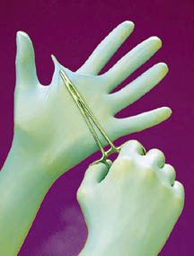 Picture of Exam Glove Fisherbrand™ Medium NonSterile Nitrile Standard Cuff Length Fully Textured Green Not Chemo Approved19050550B