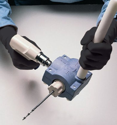 Picture of Radiation Reducing Glove GAMMEX® Non-Latex Radiation Attenuation Size 8.5 Sterile Pair Polyisoprene Extended Cuff Length Fully Textured Black Not Chemo Approved843053