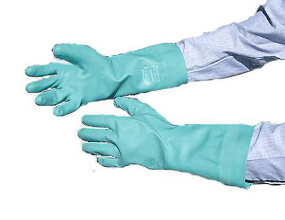 Picture of Chemical Protection Glove Sol-Vex® Size 8 Flock Lined Green 13 Inch Straight Cuff NonSterile4T423