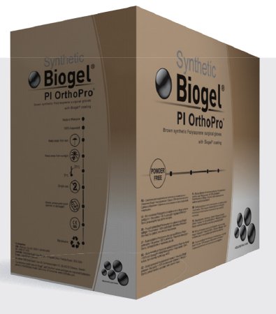 Picture of Surgical Glove Biogel® PI OrthoPro® Size 6.5 Sterile Pair Polyisoprene Extended Cuff Length Smooth Brown Not Chemo Approved47665