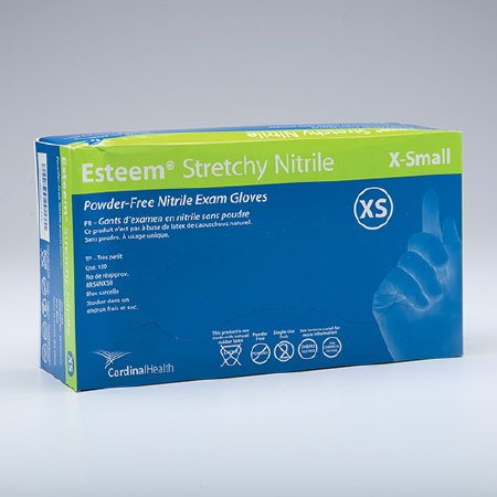 Picture of Exam Glove ESTEEM™ Stretch X-Small NonSterile Nitrile Standard Cuff Length Textured Fingertips Teal Chemo Tested8854NXSB