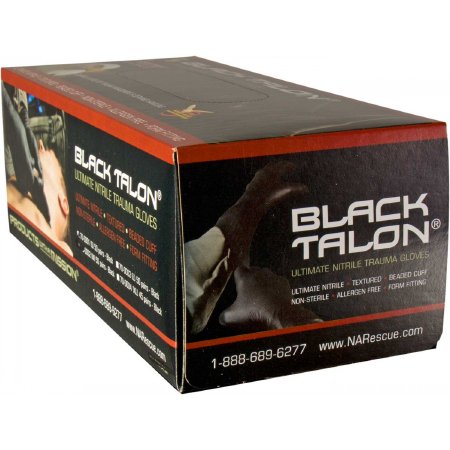 Picture of Exam Glove Black Talon® Small NonSterile Nitrile Extended Cuff Length Fully Textured Black Not Chemo Approved70-0001