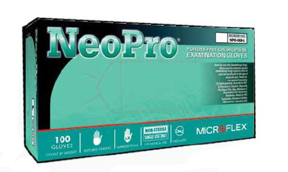 Picture of Exam Glove NeoPro® Medium NonSterile Polychloroprene Standard Cuff Length Textured Fingertips Green Chemo Tested191203010C