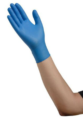 Picture of Exam Glove ESTEEM™ Tru-Blu™ Stretchy Nitrile X-Large NonSterile Nitrile Standard Cuff Length Micro-Textured Blue Chemo Tested8899NB