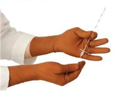 Picture of Radiation Reducing Glove XGuard® Size 7.5 Sterile Pair Latex / Lead Extended Cuff Length Textured Fingertips Brown Not Chemo Approved925920/NA/NA/SIZE 7.5