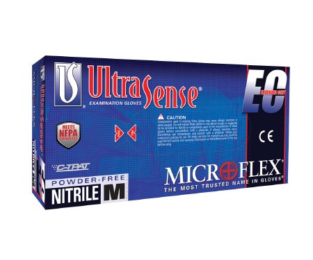 Picture of Exam Glove Ultrasense® EC X-Large NonSterile Nitrile Extended Cuff Length Textured Fingertips Blue Not Chemo ApprovedUSE-880-XL