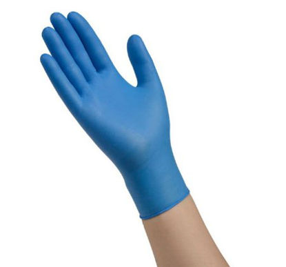 Picture of Exam Glove ESTEEM™ Tru-Blu™ Stretchy Nitrile X-Small NonSterile Nitrile Standard Cuff Length Micro-Textured Blue Chemo Tested8895NB