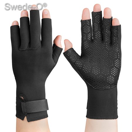 Picture of Arthritis Gloves Swede-O® Thermal Arthritic Open Finger Medium Over-the-Wrist Hand Specific Pair Stretch FabricWST-6838-MED