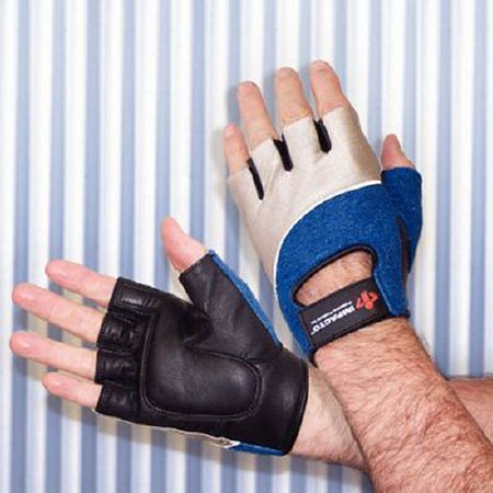 Picture of Impact Glove Rolyan® Workhard™ Half Finger X-Large Black / Blue / Gray Left HandA995131
