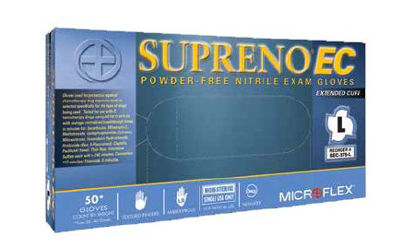 Picture of Exam Glove Supreno® EC X-Small NonSterile Nitrile Extended Cuff Length Textured Fingertips Blue Chemo TestedSEC-375-XS