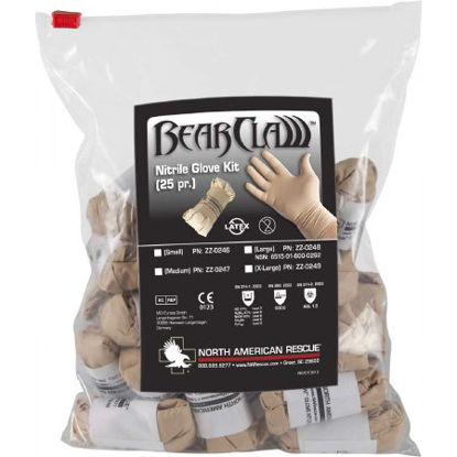 Picture of Exam Glove Bear Claw™ Large NonSterile Nitrile Extended Cuff Length Fully Textured Tan Not Chemo ApprovedZZ-0248
