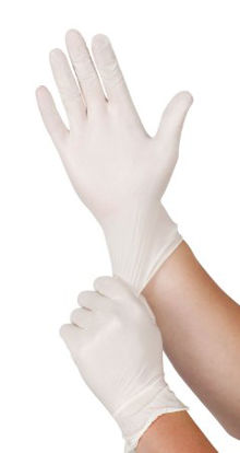 Picture of Exam Glove PremierPro™ Standard Large NonSterile Stretch Vinyl Standard Cuff Length Smooth Cream Not Chemo Approved4074