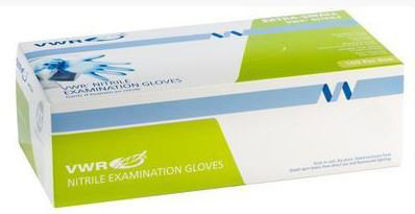 Picture of Exam Glove VWR® Medium NonSterile Nitrile Standard Cuff Length Fully Textured Blue Not Chemo Approved82026-426