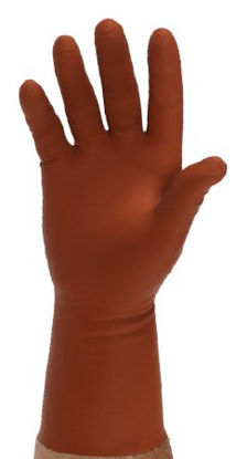 Picture of Radiation Reducing Glove Sensi Flex Size 8 Sterile Pair Latex / Lead Extended Cuff Length Fully Textured Brown Not Chemo Approved12408-8.0