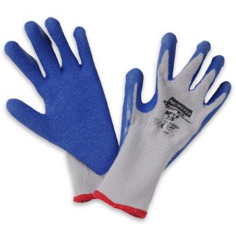 Picture of Work Glove NorthFlex Duro Task™ NF14 Size 9 Cotton / Polyester / Rubber Gray / Blue Wrist Length Knit CuffNF14/9L