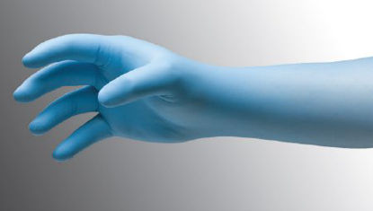 Picture of Exam Glove NitriDerm® EP X-Small NonSterile Nitrile Extended Cuff Length Fully Textured Blue Chemo Tested182050