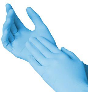 Picture of Exam Glove Fisherbrand™ Small NonSterile Nitrile Standard Cuff Length Fully Textured Blue Not Chemo Approved191301597B